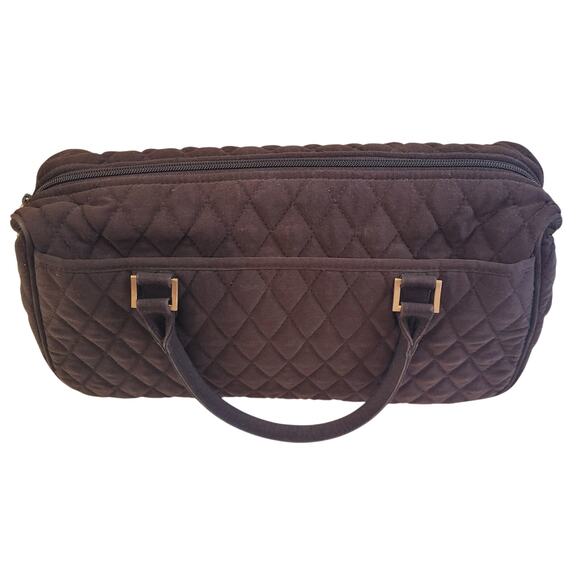 Vera Bradley Brown Quilted Satchel Purse Handbag with Gold Logo Charm - Picture 1 of 9